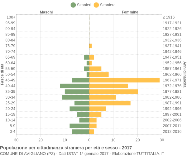 Grafico cittadini stranieri - Avigliano 2017