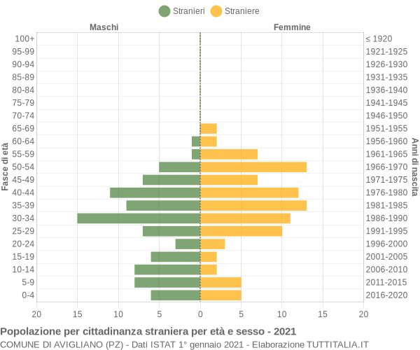 Grafico cittadini stranieri - Avigliano 2021