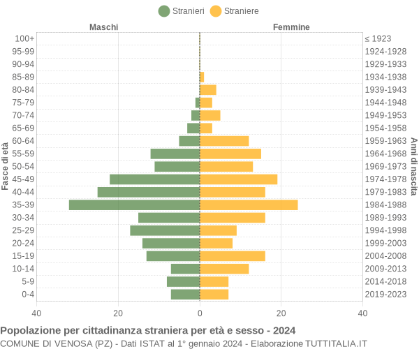 Grafico cittadini stranieri - Venosa 2024