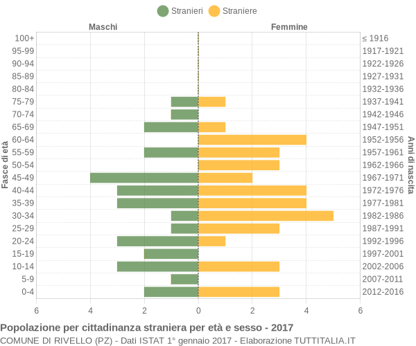 Grafico cittadini stranieri - Rivello 2017