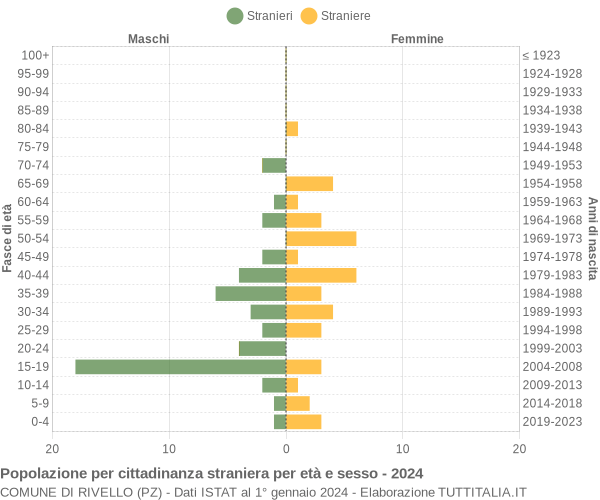 Grafico cittadini stranieri - Rivello 2024