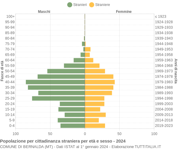 Grafico cittadini stranieri - Bernalda 2024