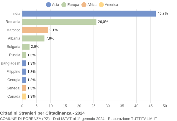 Grafico cittadinanza stranieri - Forenza 2024