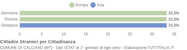 Grafico cittadinanza stranieri - Calciano 2006