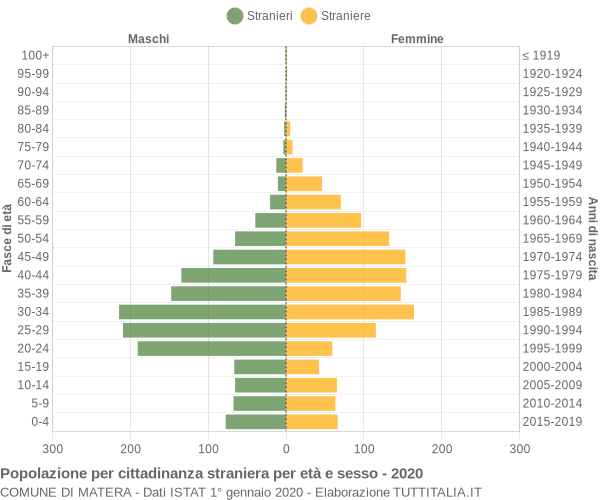 Grafico cittadini stranieri - Matera 2020