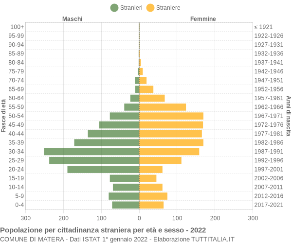 Grafico cittadini stranieri - Matera 2022