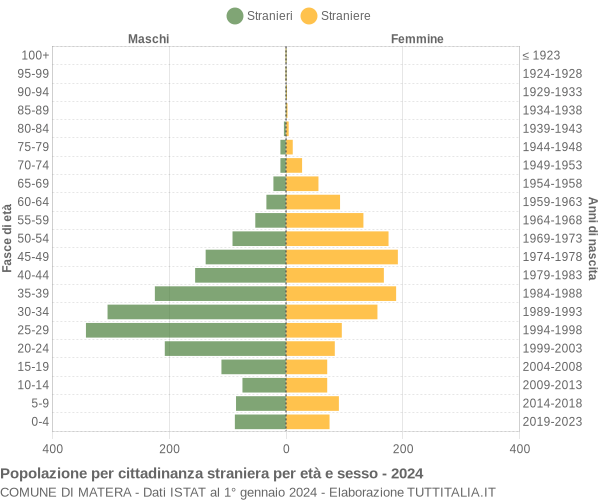 Grafico cittadini stranieri - Matera 2024