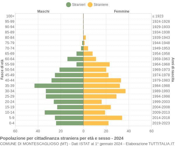 Grafico cittadini stranieri - Montescaglioso 2024