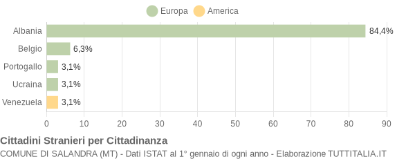 Grafico cittadinanza stranieri - Salandra 2005