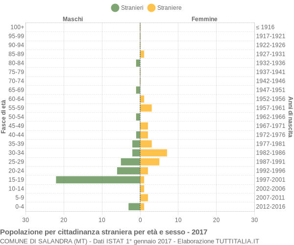 Grafico cittadini stranieri - Salandra 2017