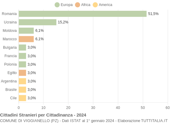 Grafico cittadinanza stranieri - Viggianello 2024