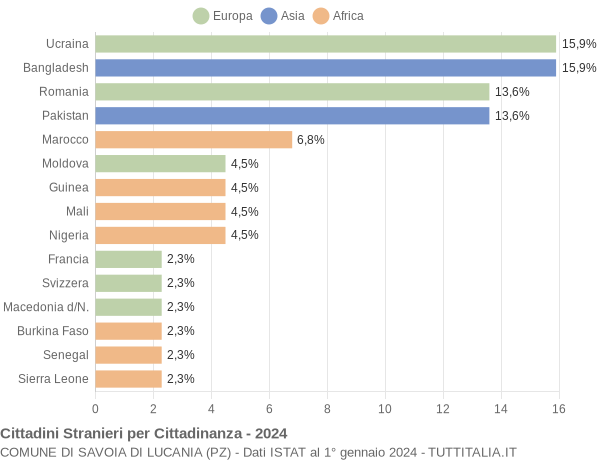 Grafico cittadinanza stranieri - Savoia di Lucania 2024