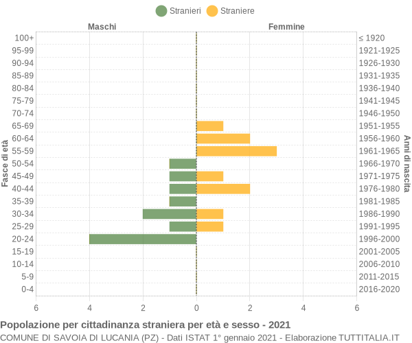 Grafico cittadini stranieri - Savoia di Lucania 2021