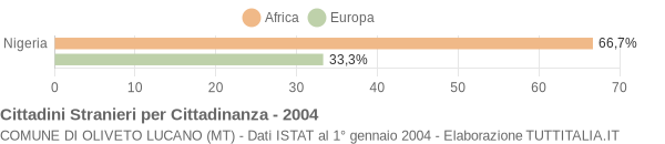 Grafico cittadinanza stranieri - Oliveto Lucano 2004