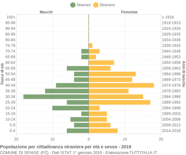 Grafico cittadini stranieri - Senise 2019