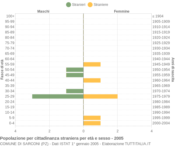 Grafico cittadini stranieri - Sarconi 2005