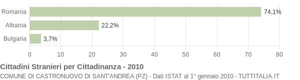 Grafico cittadinanza stranieri - Castronuovo di Sant'Andrea 2010