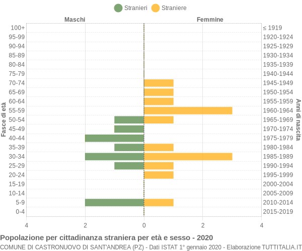 Grafico cittadini stranieri - Castronuovo di Sant'Andrea 2020