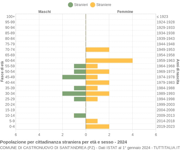 Grafico cittadini stranieri - Castronuovo di Sant'Andrea 2024