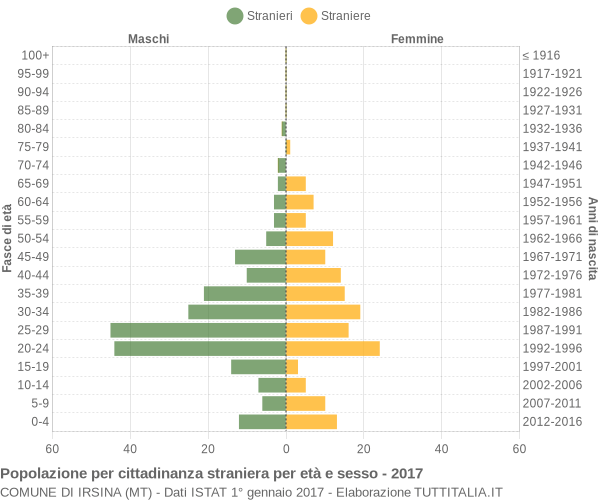 Grafico cittadini stranieri - Irsina 2017