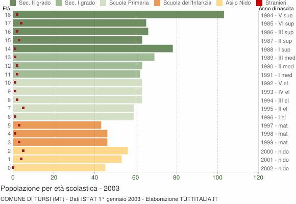 Grafico Popolazione in età scolastica - Tursi 2003