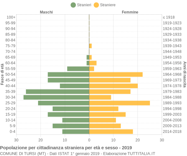 Grafico cittadini stranieri - Tursi 2019