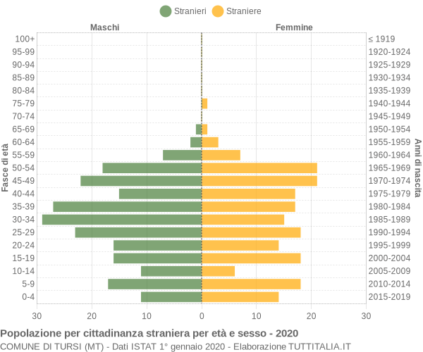 Grafico cittadini stranieri - Tursi 2020