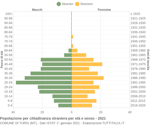 Grafico cittadini stranieri - Tursi 2021