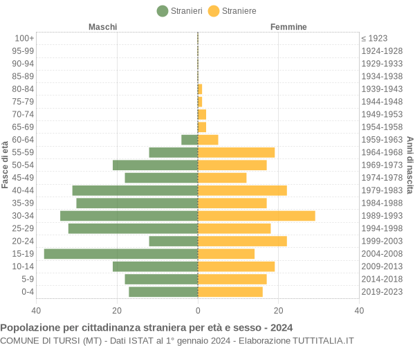 Grafico cittadini stranieri - Tursi 2024