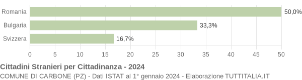 Grafico cittadinanza stranieri - Carbone 2024