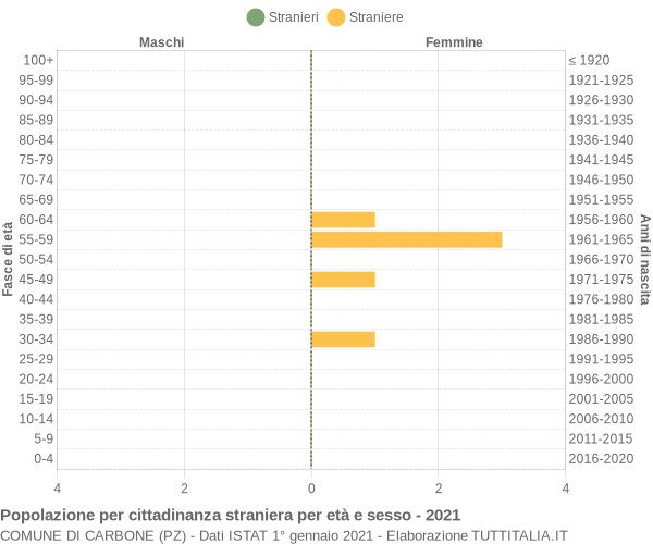 Grafico cittadini stranieri - Carbone 2021