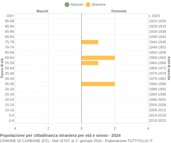 Grafico cittadini stranieri - Carbone 2024