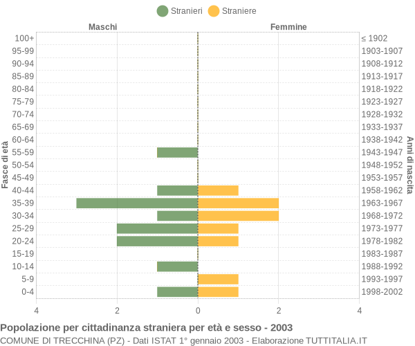 Grafico cittadini stranieri - Trecchina 2003