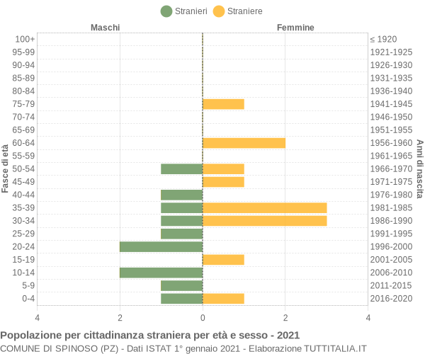 Grafico cittadini stranieri - Spinoso 2021