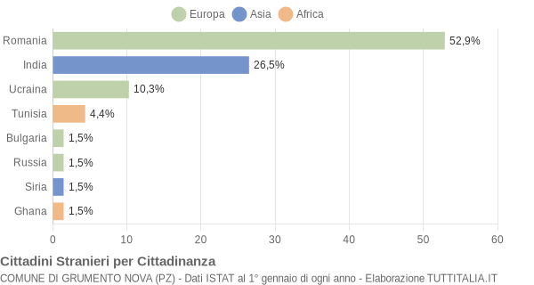 Grafico cittadinanza stranieri - Grumento Nova 2014