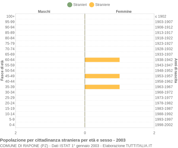 Grafico cittadini stranieri - Rapone 2003