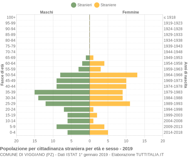 Grafico cittadini stranieri - Viggiano 2019