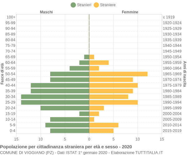 Grafico cittadini stranieri - Viggiano 2020