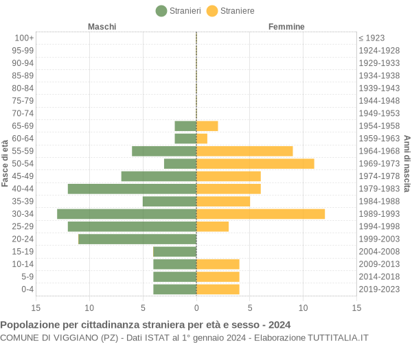 Grafico cittadini stranieri - Viggiano 2024