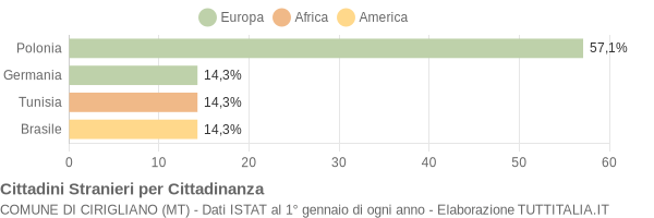 Grafico cittadinanza stranieri - Cirigliano 2008