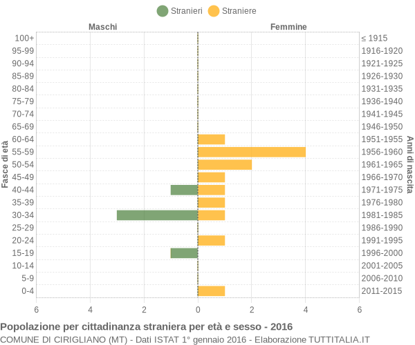 Grafico cittadini stranieri - Cirigliano 2016