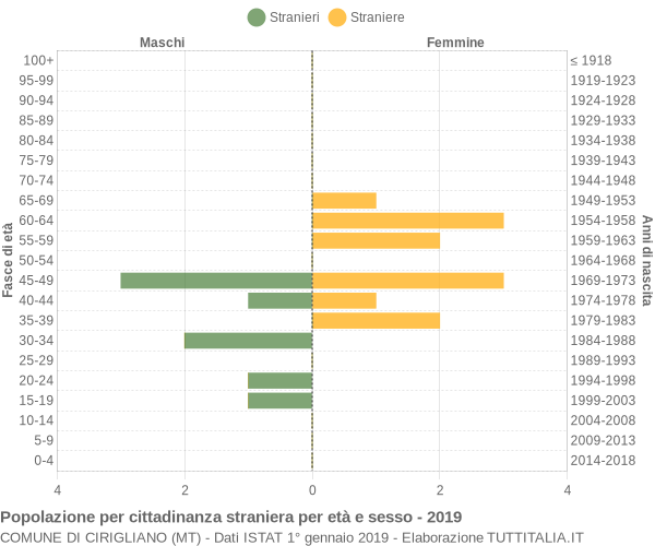 Grafico cittadini stranieri - Cirigliano 2019