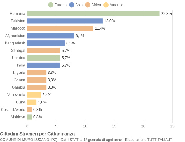 Grafico cittadinanza stranieri - Muro Lucano 2016