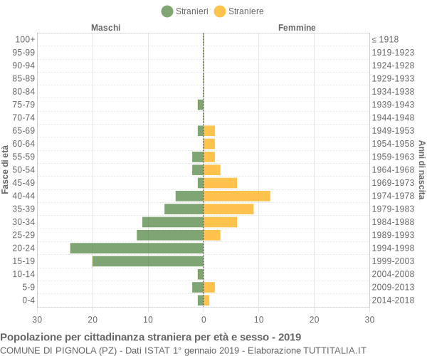 Grafico cittadini stranieri - Pignola 2019