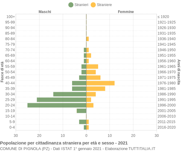 Grafico cittadini stranieri - Pignola 2021