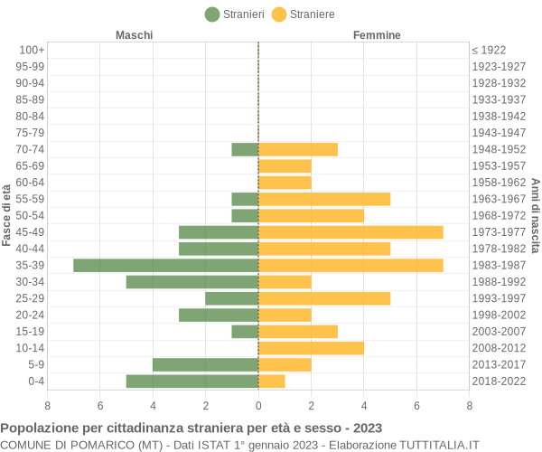 Grafico cittadini stranieri - Pomarico 2023