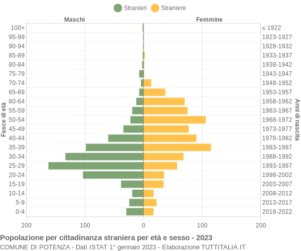 Grafico cittadini stranieri - Potenza 2023