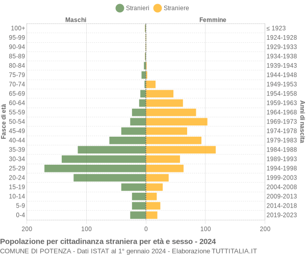 Grafico cittadini stranieri - Potenza 2024