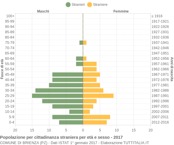 Grafico cittadini stranieri - Brienza 2017