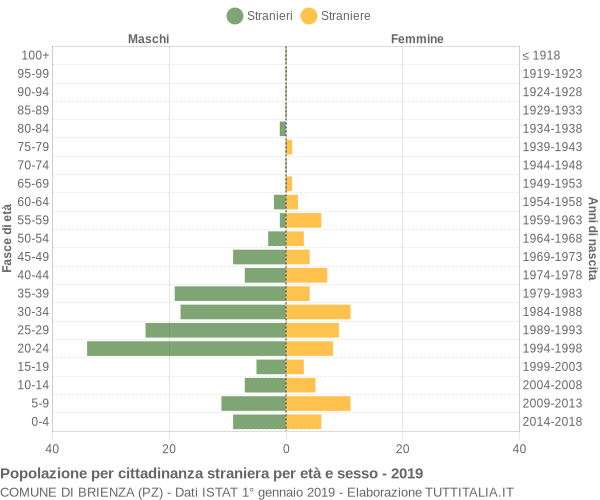 Grafico cittadini stranieri - Brienza 2019